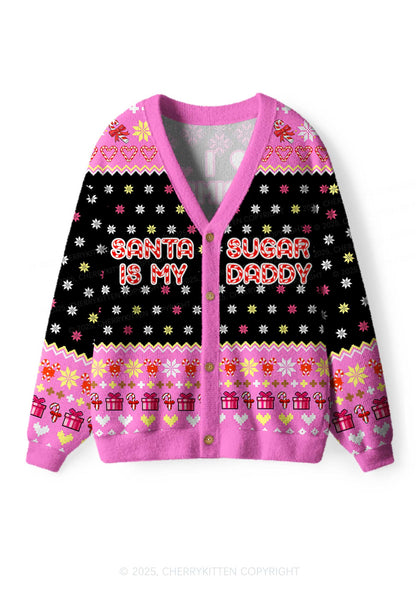 Santa My Sugar Daddy Y2K Christmas Cardigan Knit Sweatshirt Cherrykitten