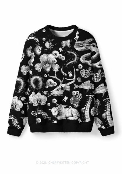 Halloween Dark Sheep Bone Y2K Knit Sweatshirt Cherrykitten