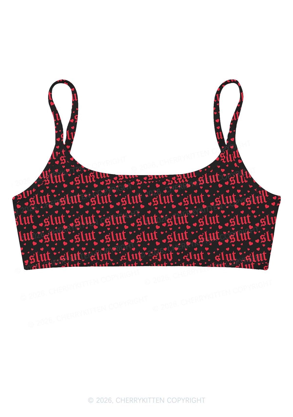 Black Slxt Y2K Print Super Crop Cami Cherrykitten