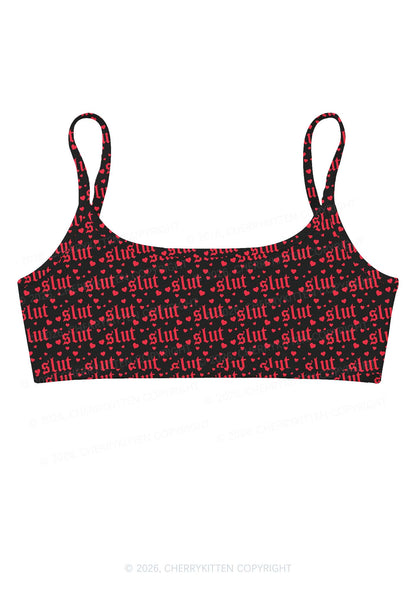 Black Slxt Y2K Print Super Crop Cami Cherrykitten