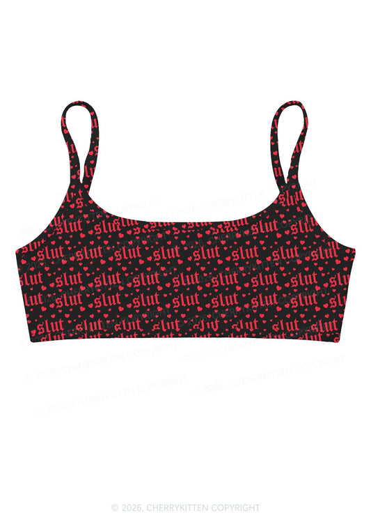 Black Slxt Y2K Print Super Crop Cami Cherrykitten