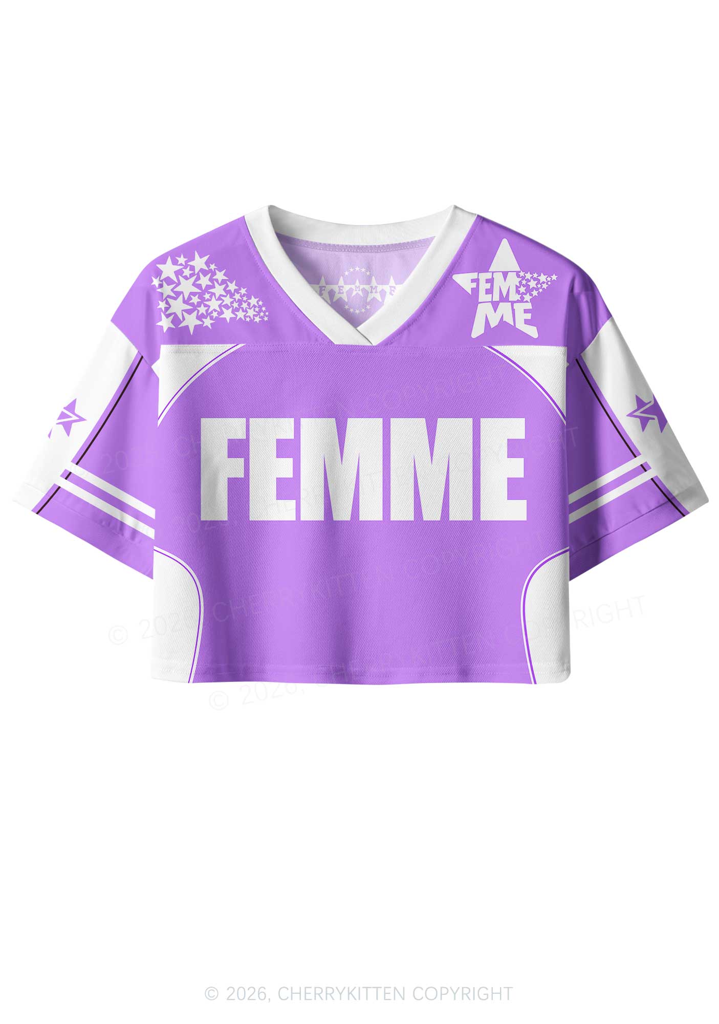 Purple Femme Pride Y2K Crop Sport Jersey Shirts Cherrykitten