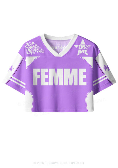 Purple Femme Pride Y2K Crop Sport Jersey Shirts Cherrykitten