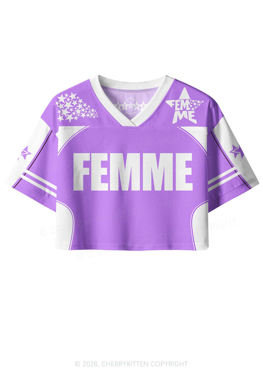Purple Femme Pride Y2K Crop Sport Jersey Shirts Cherrykitten