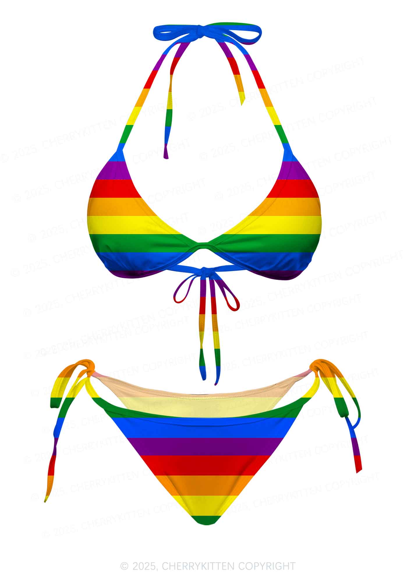 Rainbow Pride Y2K Print Bikini Set Cherrykitten