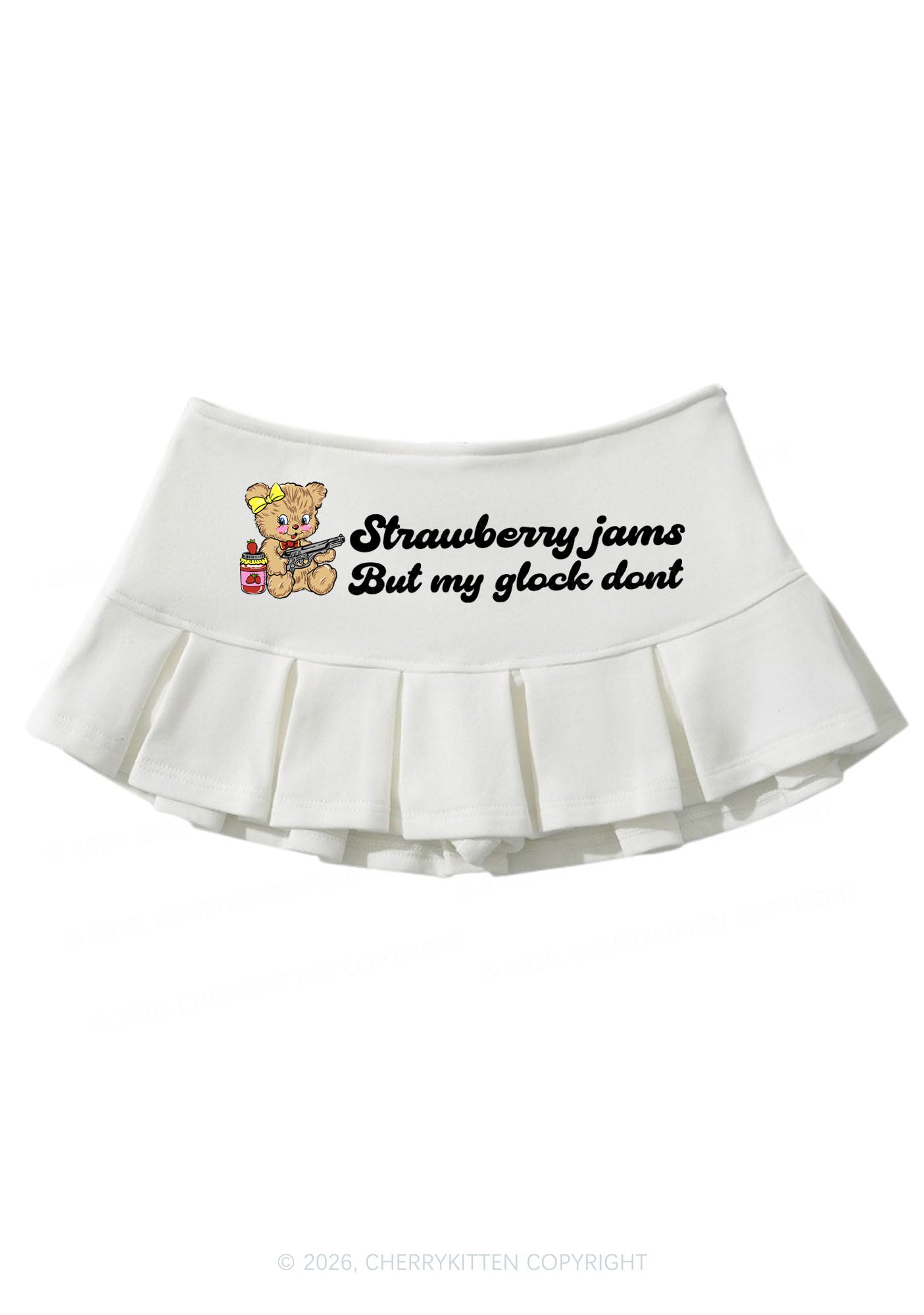 Strawberry Jams Bear Y2K Mini Pleated Skirts Cherrykitten
