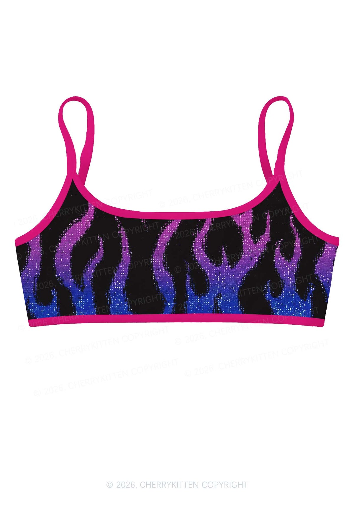 Bisexual Flame Pride Y2K Print Super Crop Cami Cherrykitten