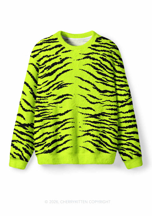 Green Zebra Y2K Knit Sweatshirt Cherrykitten