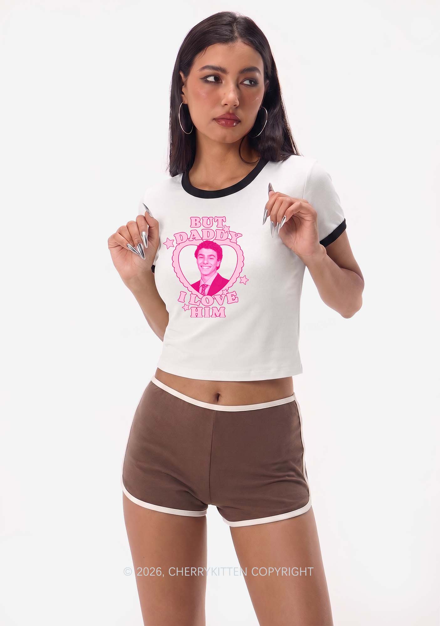 Daddy I Love Him Luigi Y2K Ringer Tee Cherrykitten