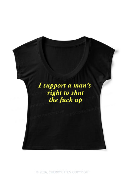 Support Mans Right Y2K V Neck T Shirts Cherrykitten