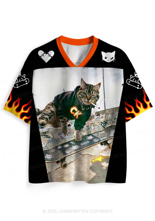 Smoking CK Cat Skateboard Y2K Sport Jersey Shirts Cherrykitten