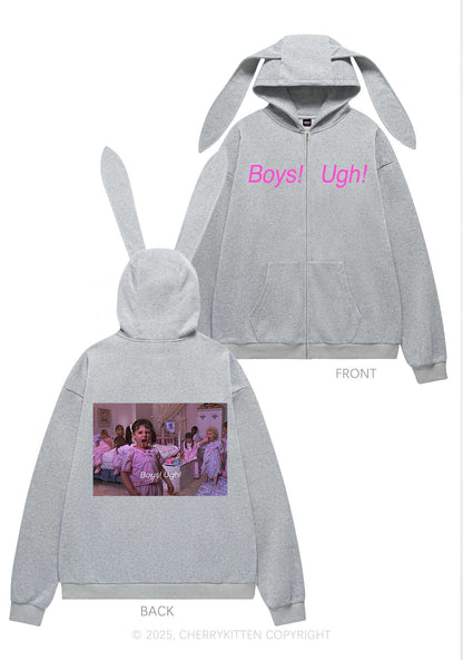 Boys Ugh Y2K Bunny Ear Zip Hoodie Cherrykitten