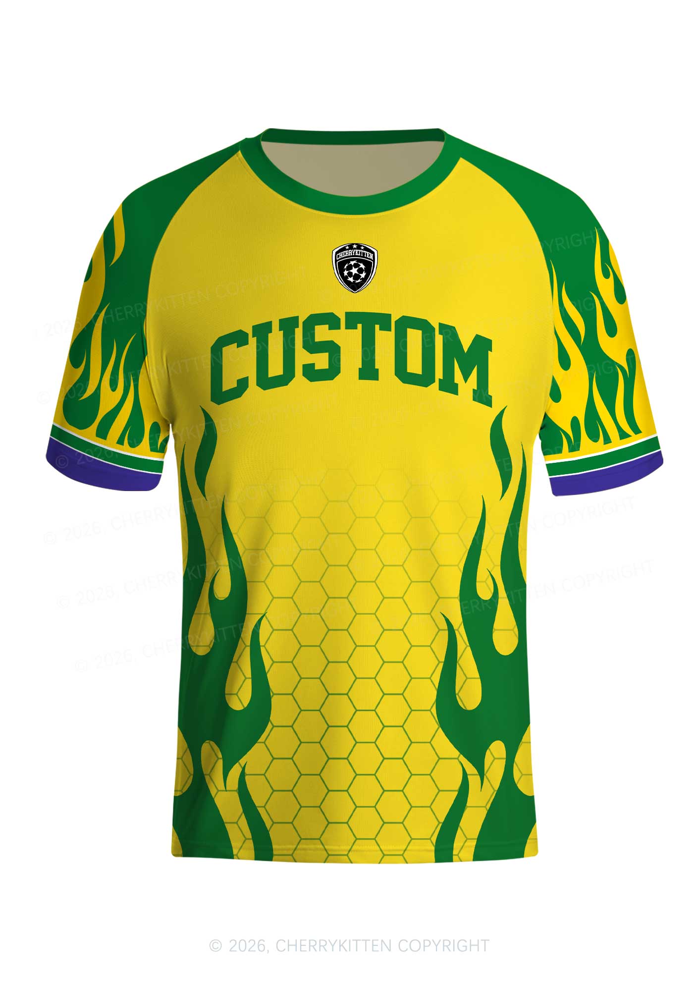 Custom Yellow Green Flame Y2K Football Jersey Shirts Cherrykitten