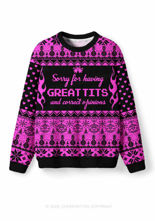 Sorry For Having Correct Opinions Y2K Christmas Knit Sweatshirt Cherrykitten