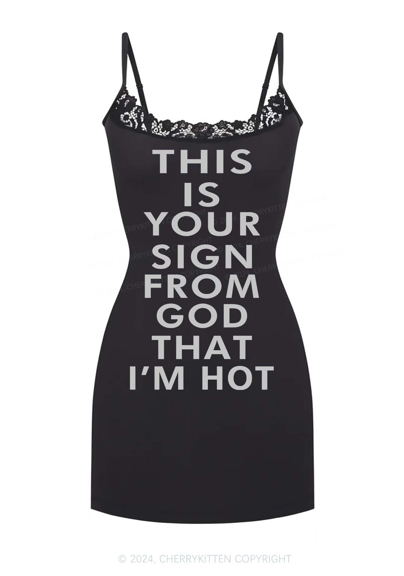 I'm Hot Y2K Lace Slip Dress Cherrykitten