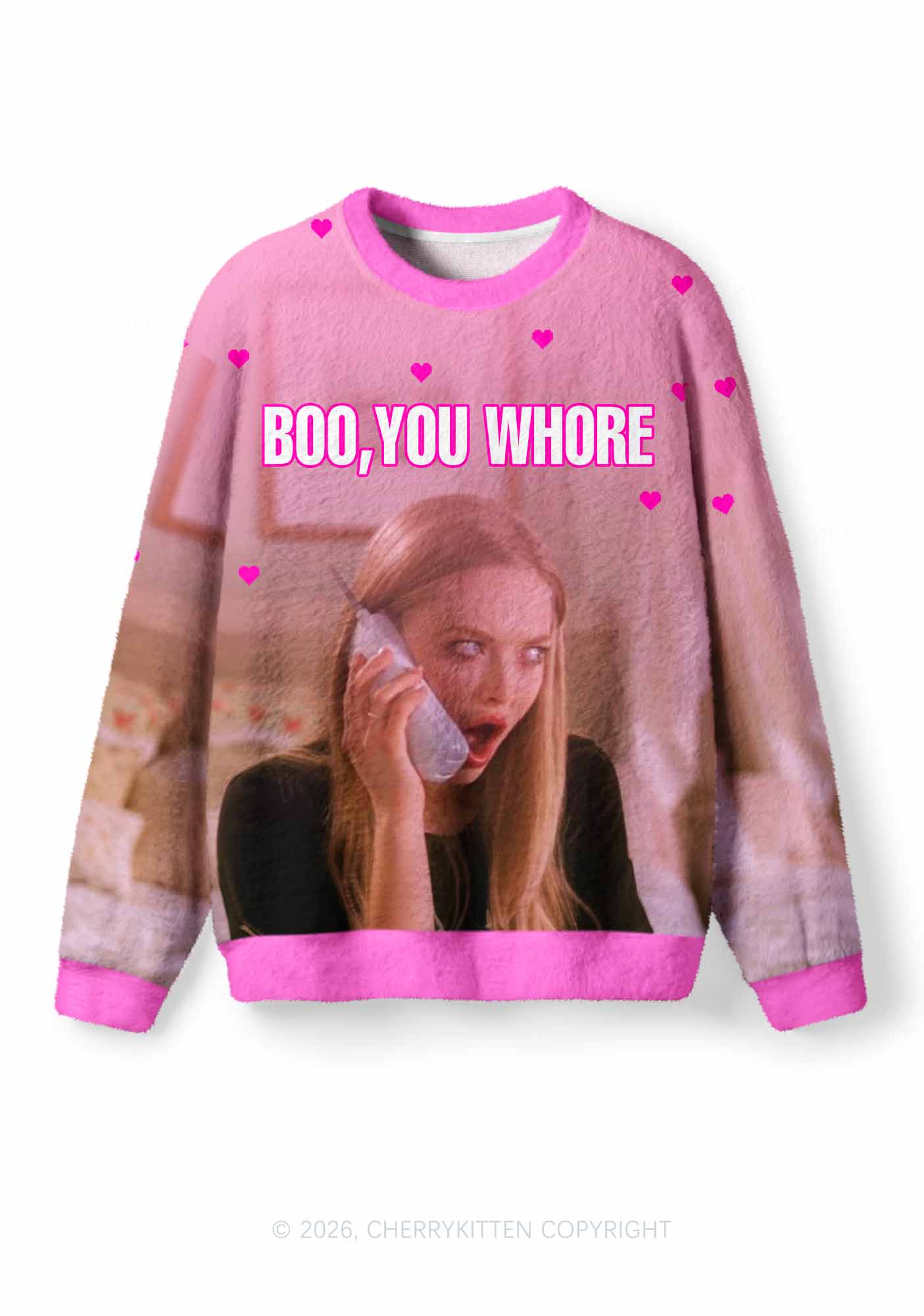 Boo You Hore Y2K Knit Sweatshirt Cherrykitten