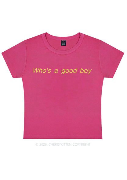 Embroidered Whos A Good Boy Y2K Baby Tee Cherrykitten
