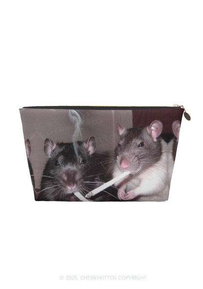 Smoking Rats Y2K Leather Makeup Bag Cherrykitten