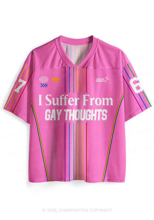 Pink I Suffer From Gay Thoughts Pride Y2K Sport Jersey Shirts Cherrykitten