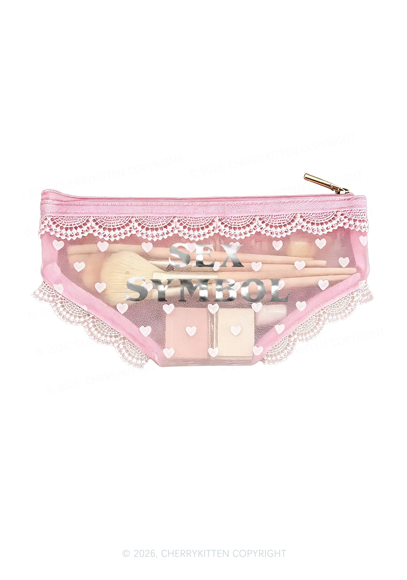 Sx Symbol Silver Foil Printed Y2K Briefs Shape Cosmetic Pouch Cherrykitten