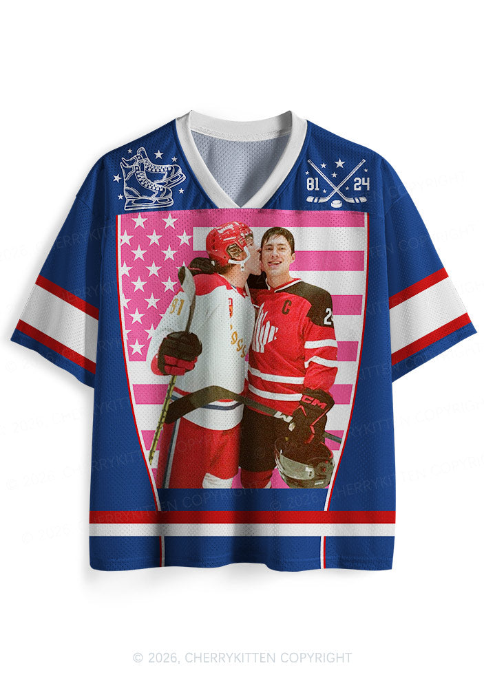 Retro Blue Kissing HR Y2K Sport Jersey Shirts Cherrykitten
