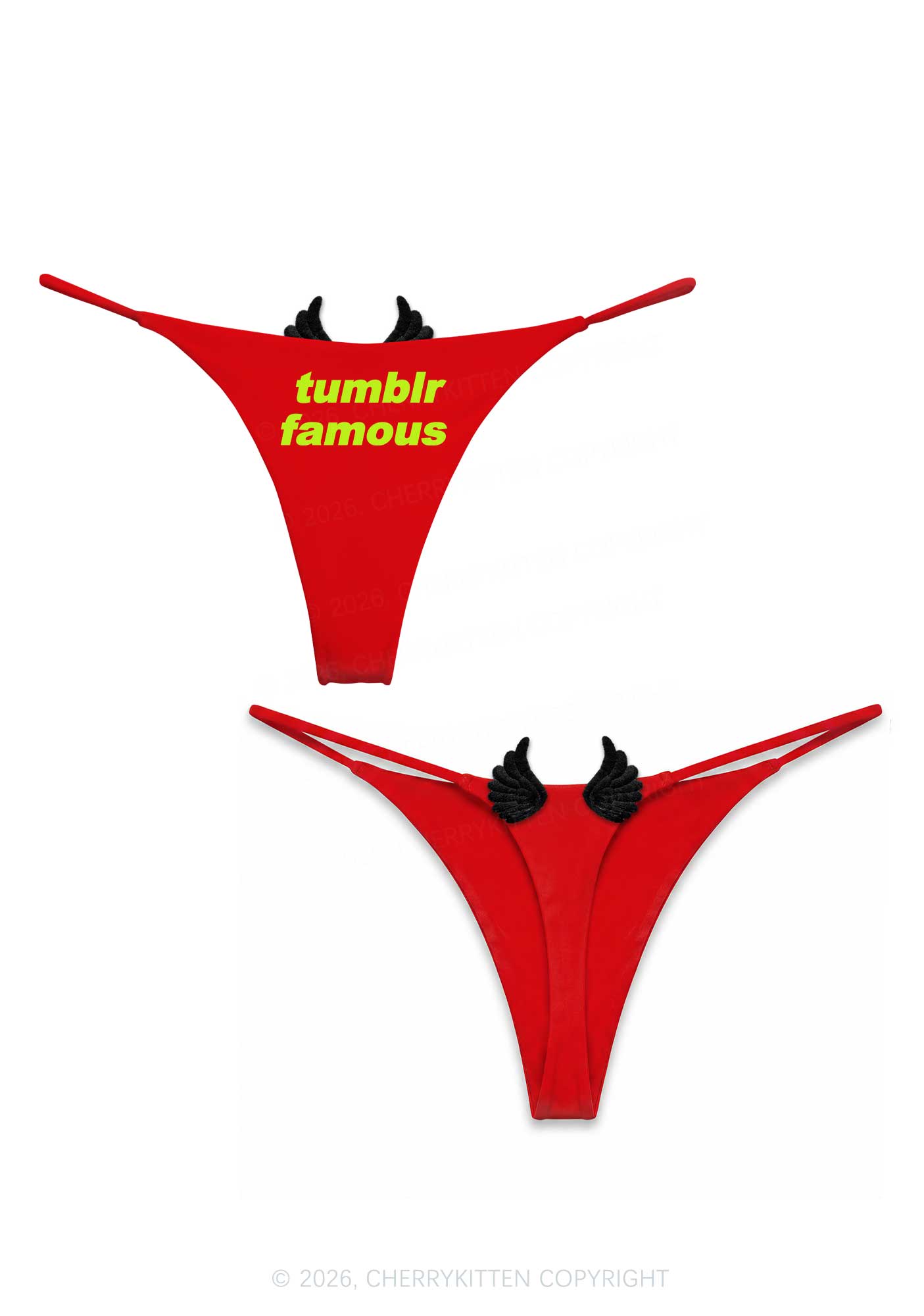 Txmblr Famous Y2K Bikini String Thong With Black Wings Cherrykitten