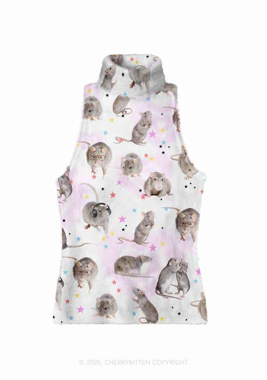 Cute Rats Y2K Knit Turtleneck Tank Top Cherrykitten