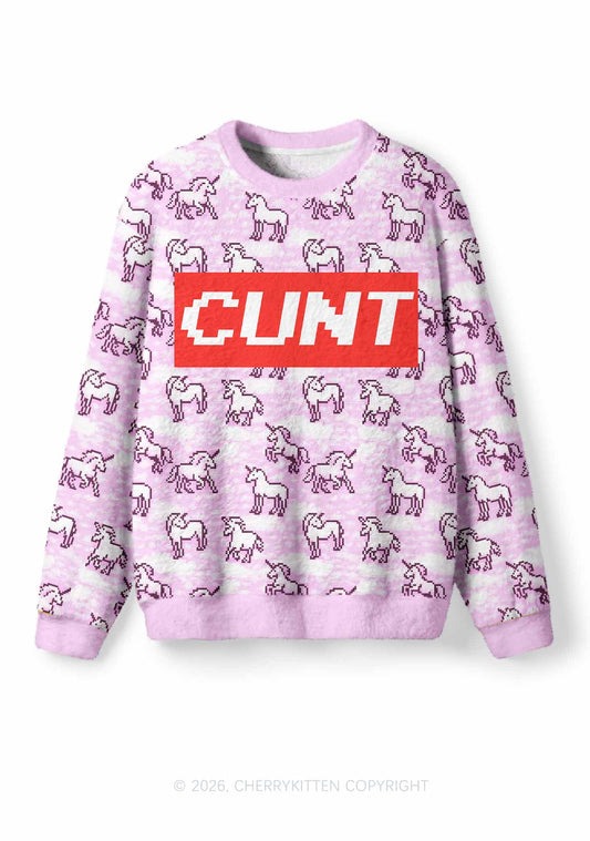 Cxxt Horse Y2K Christmas Knit Sweatshirt Cherrykitten