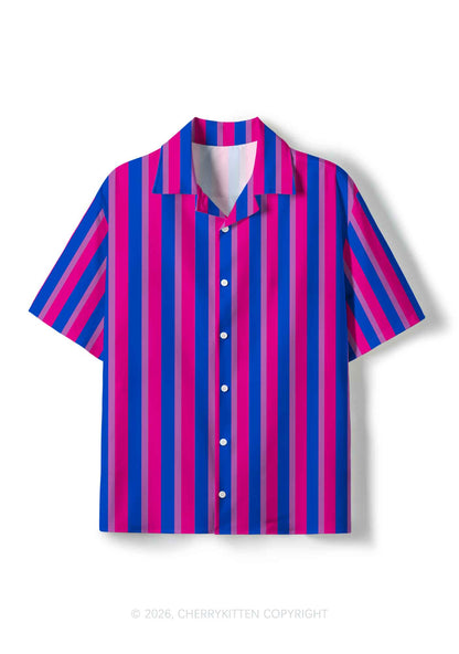Bisexual Flag Pride Y2K Print Hawaiian Shirt Cherrykitten