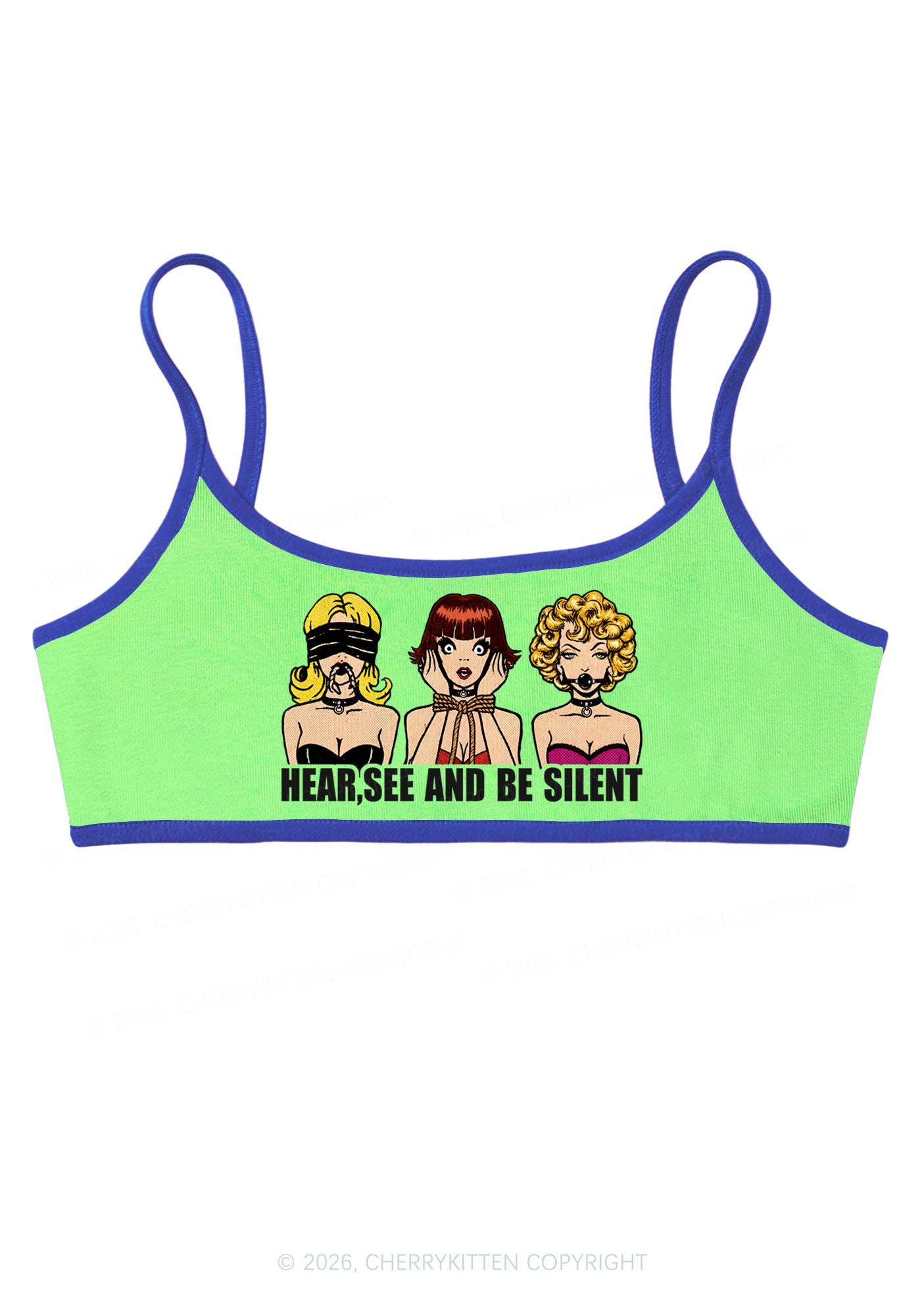 Hear See Be Silent Y2K Super Crop Cami Cherrykitten