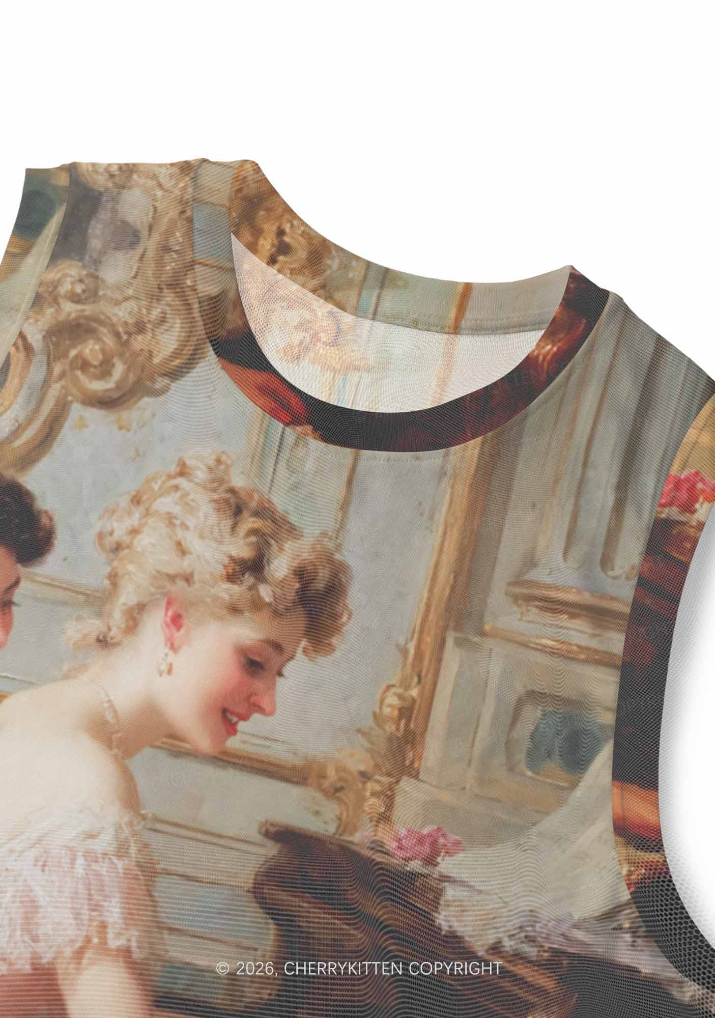 Elegant Piano Room Pride Y2K Mesh Muscle Tank Cherrykitten