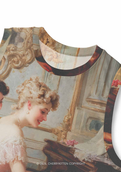 Elegant Piano Room Pride Y2K Mesh Muscle Tank Cherrykitten