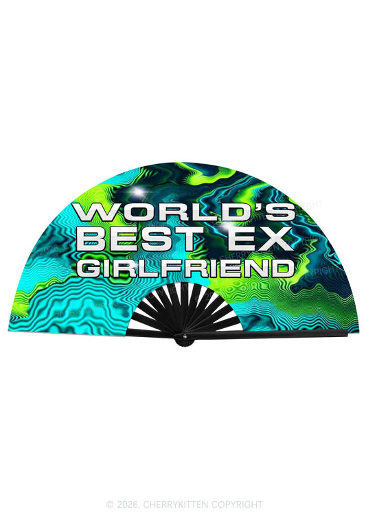 Worlds Best Ex Girlfriend Y2K Rave Hand Fan Cherrykitten