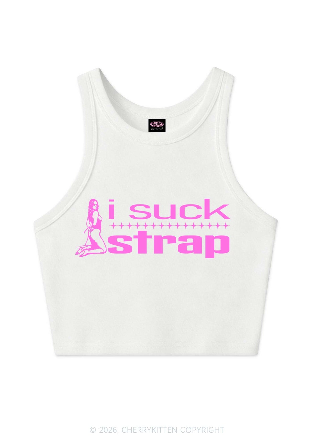 I Suck Strap Y2K Crop Tank Top Cherrykitten