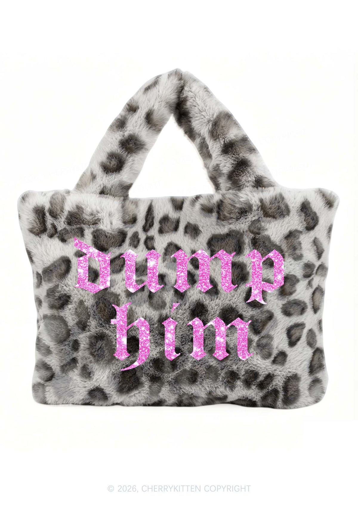 Glitter Dump Him Y2K Plush Leopard Handbag Cherrykitten