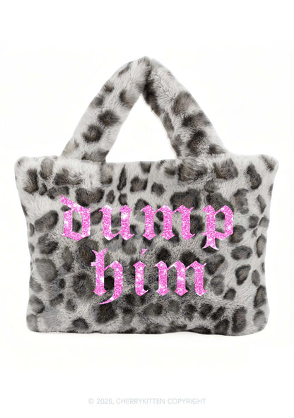 Glitter Dump Him Y2K Plush Leopard Handbag Cherrykitten