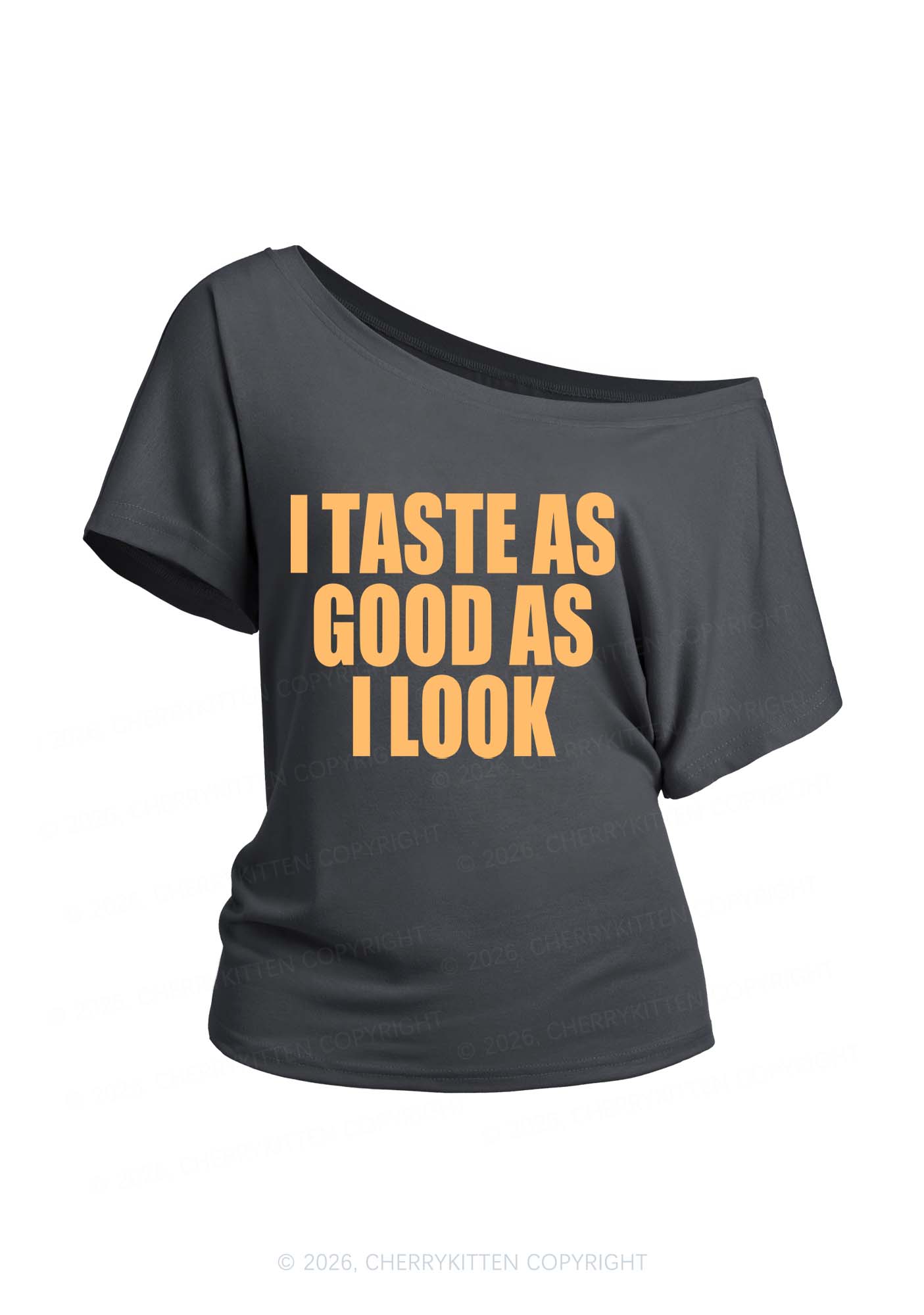 Taste Good Y2K Off Shoulder Tee Cherrykitten