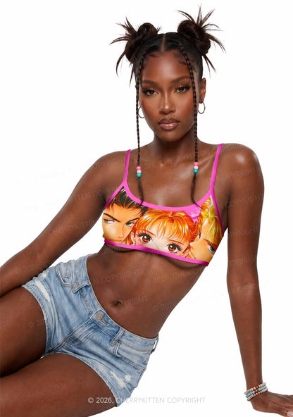 Love Triangle Y2K Print Super Crop Cami Cherrykitten