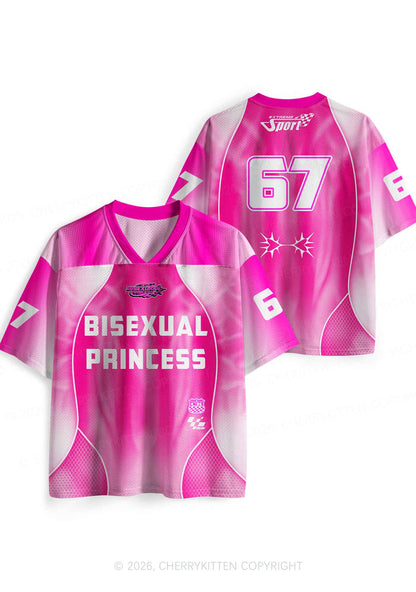 Hot Pink Bisexual Princess Pride Y2K Sport Jersey Shirts Cherrykitten