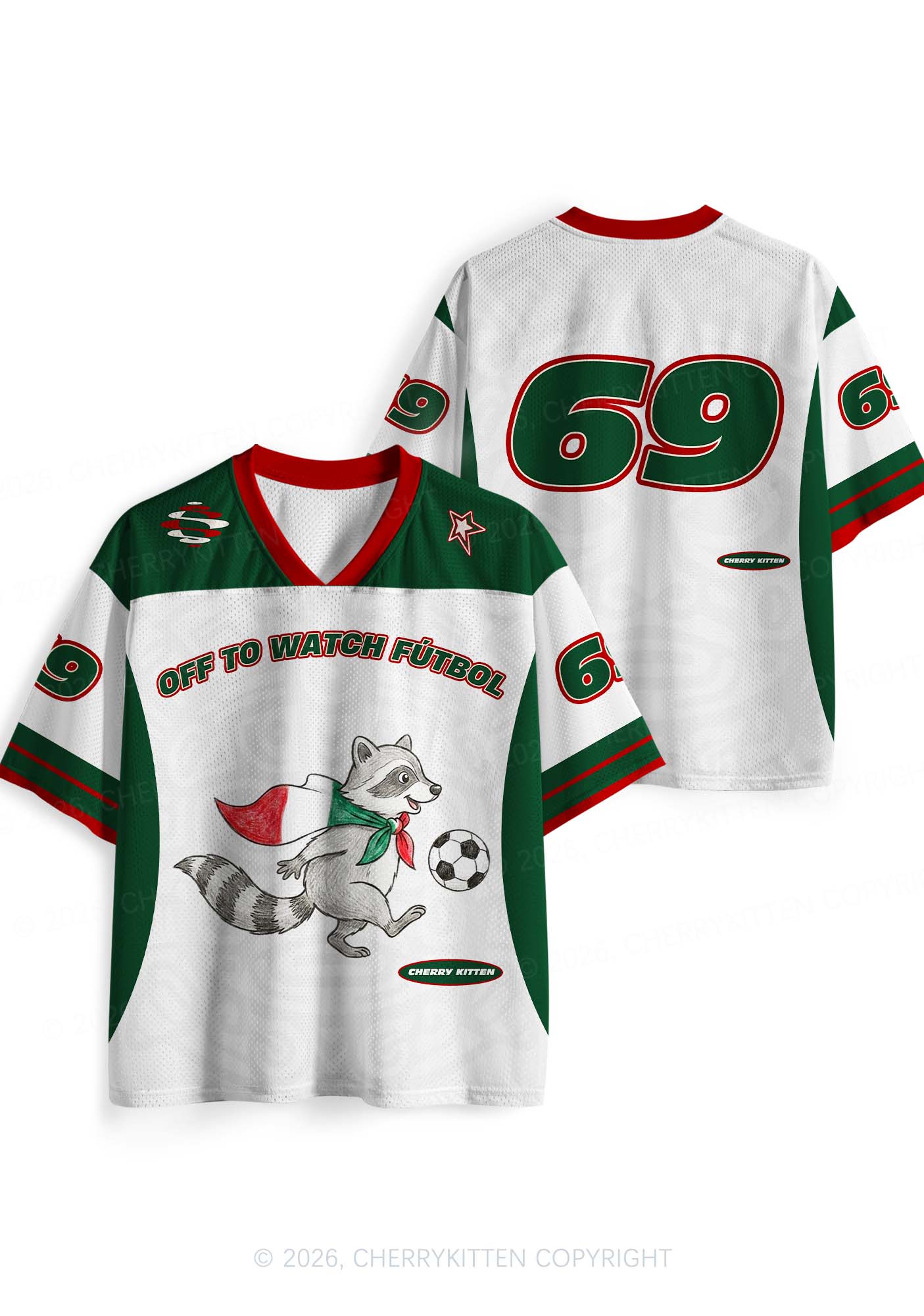 Custom Off To Watch Futbol Raccoon Y2K Sport Jersey Shirts Cherrykitten