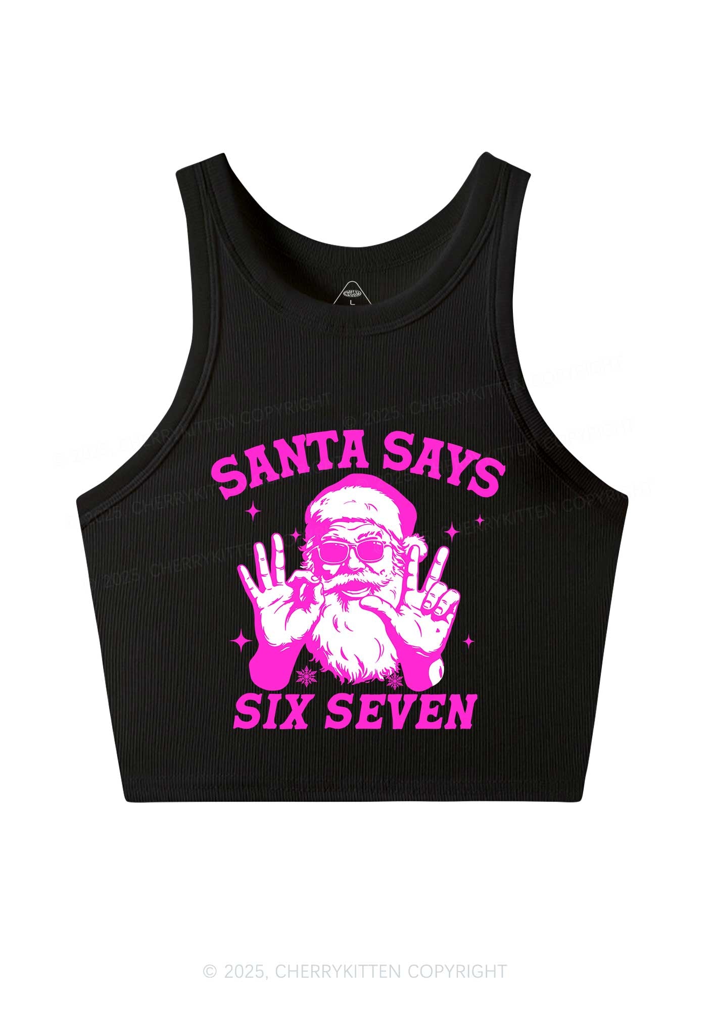 Christmas Santa Says Six Seven Y2K Crop Tank Top Cherrykitten