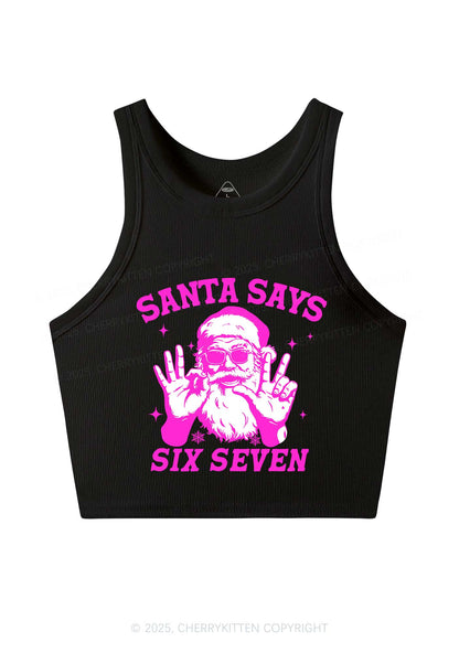 Christmas Santa Says Six Seven Y2K Crop Tank Top Cherrykitten