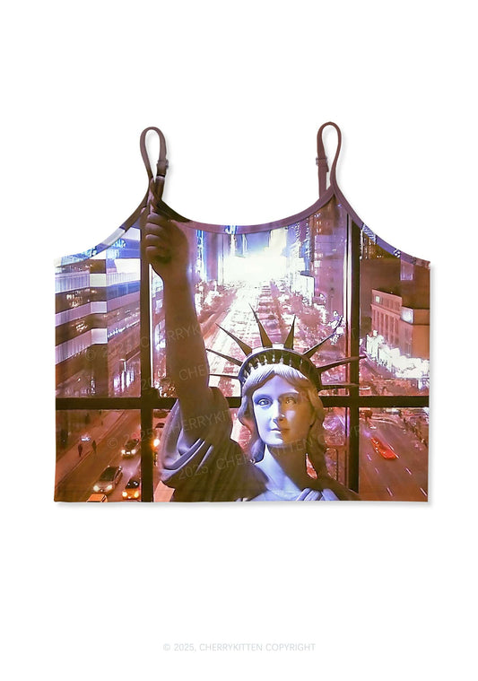 Lady Torch Y2K Print Cami Crop Top Cherrykitten