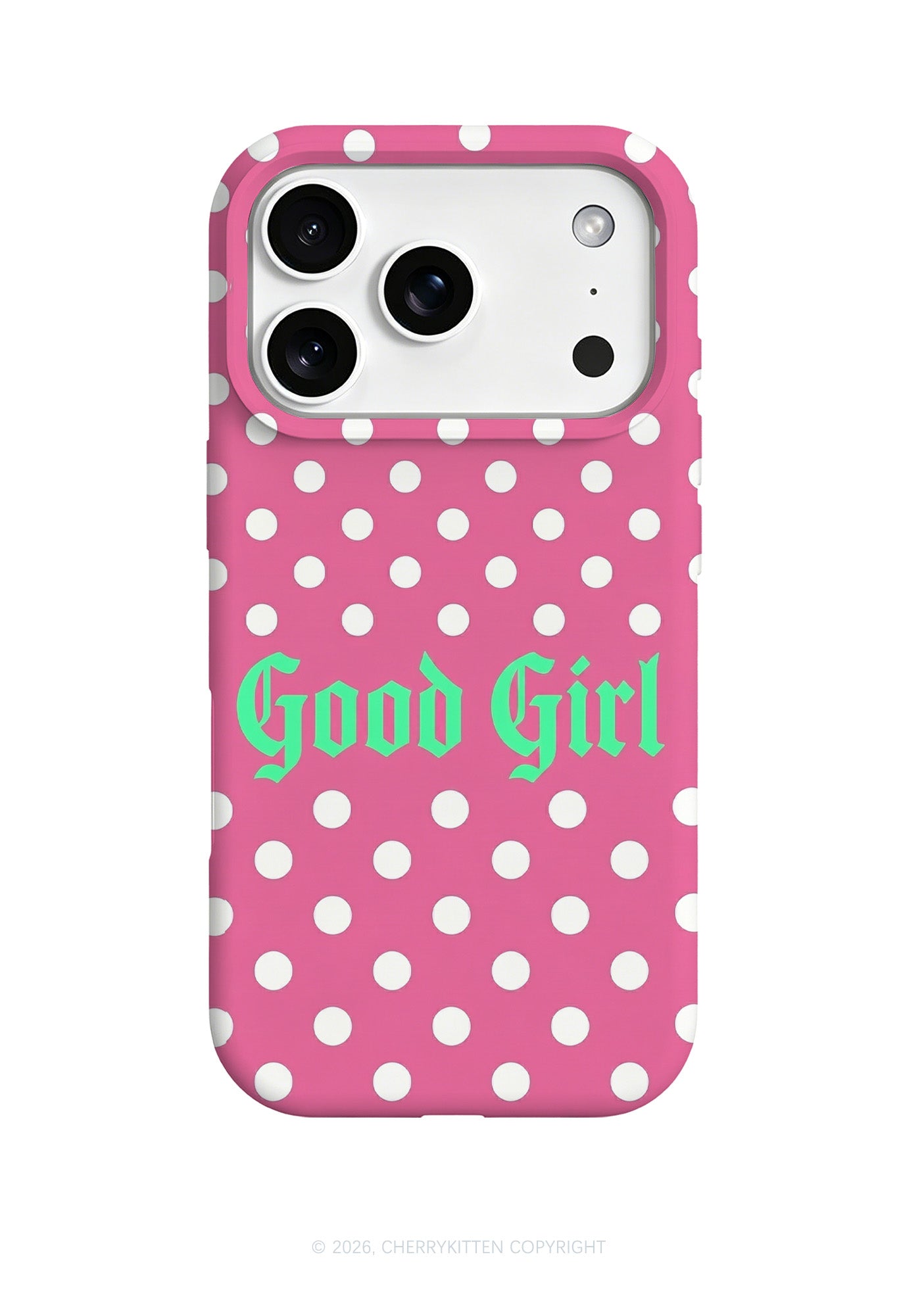 Good Girl White Dots On Pink Y2K Phone Case Cherrykitten