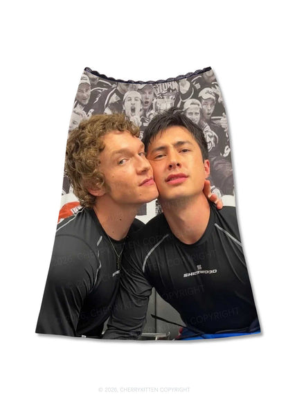 Cheek Kiss HR Y2K Print Midi Skirt Cherrykitten