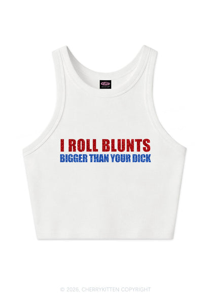 Glitter I Roll Blunts Y2K Crop Tank Top Cherrykitten