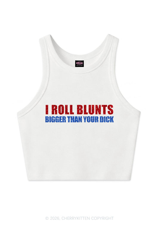 Glitter I Roll Blunts Y2K Crop Tank Top Cherrykitten