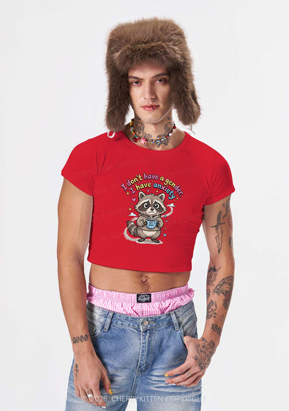 Raccoon I dont Have A Gender Pride Y2K Baby Tee Cherrykitten