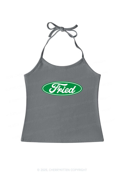 Green Fried Y2K Halter Neck Cami Cherrykitten