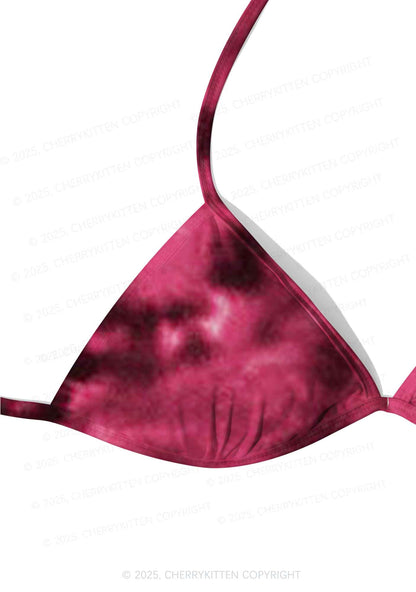 Pink Tie Dye Y2K Print Bikini Set Cherrykitten